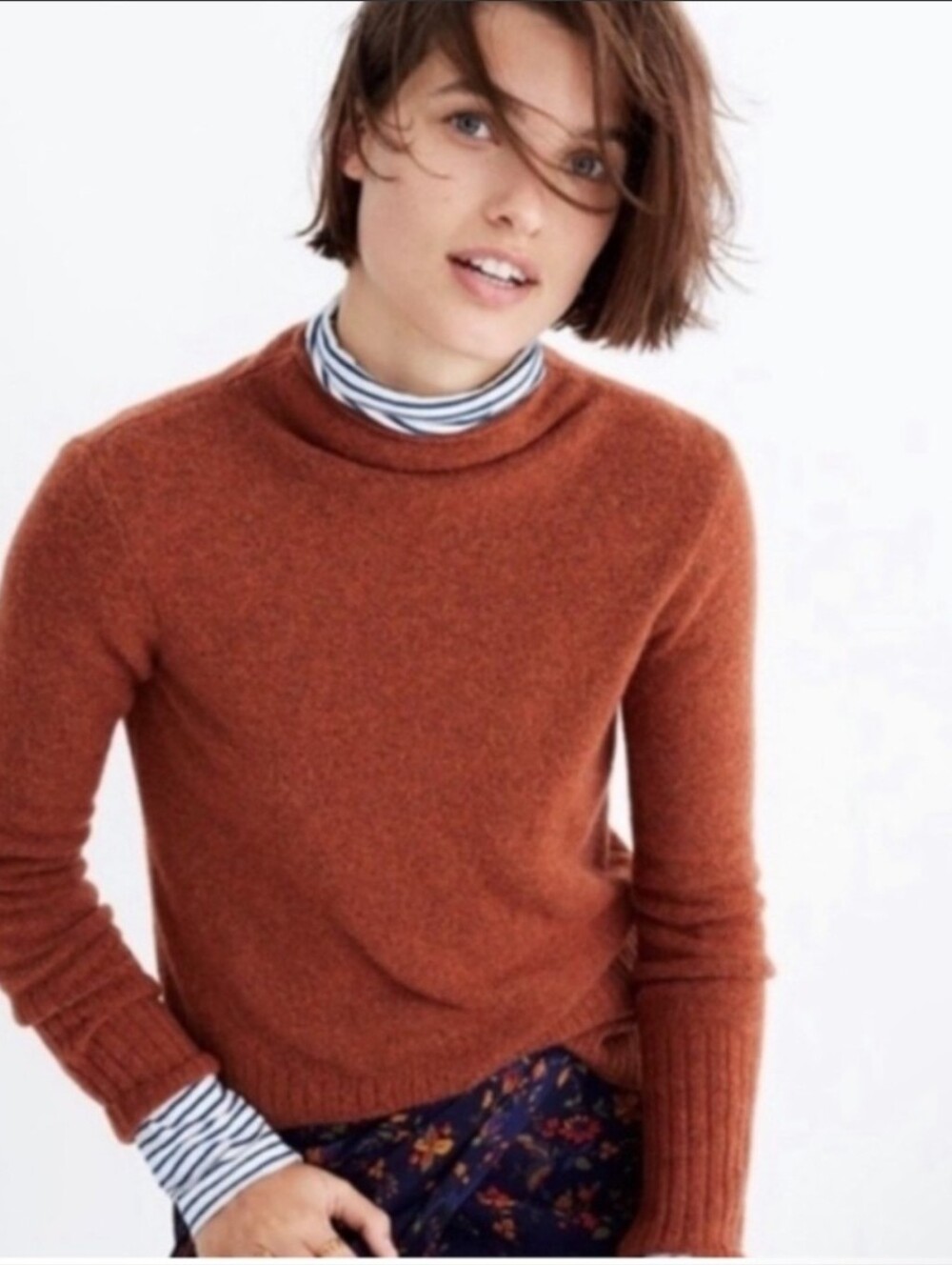 Madewell Burnt Sienna Inland Mock Neck Sweater Size XXS